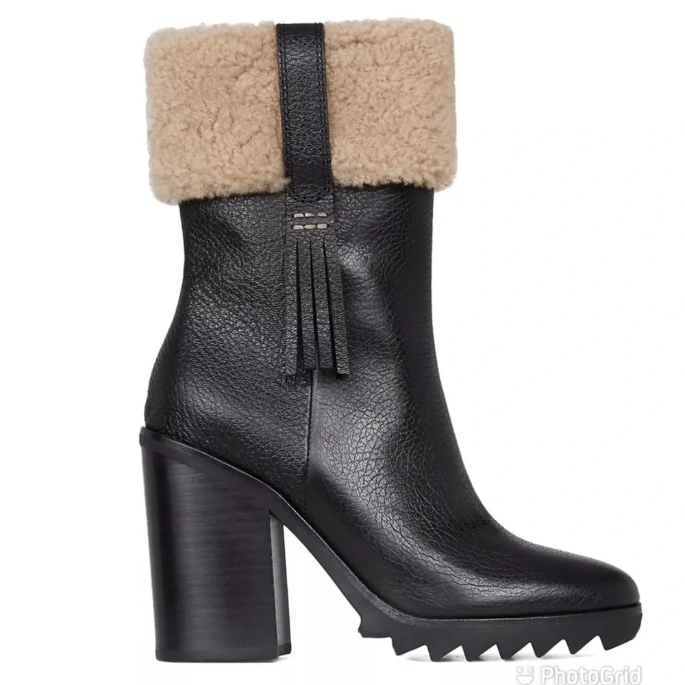 Paige Whitney Shearling Lined Boot in Black NEW